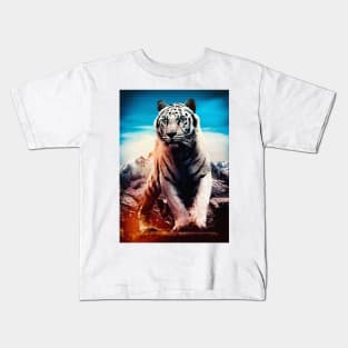 White Tiger Blue Eyes vector Kids T-Shirt